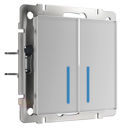 WERKEL W4520006/ Сенсорный выключатель двухклавишный с подсветкой 1000 Вт (серебряный)