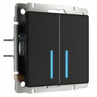 WERKEL W4520008/ Сенсорный выключатель двухклавишный с подсветкой 1000 Вт (черный)