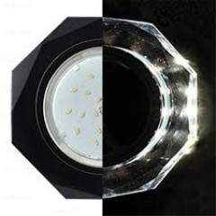 Ecola GX53 H4 LD5312 Glass Стекло 8-угольник с прямыми гранями с подсветкой черный хром - черный 