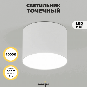 Светильник RG-TD0901W БЕЛЫЙ D90/H65/1/LED/9W/4000K