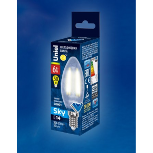РАСПРОДАЖА Лампа LED-C35-6W/WW/E14/FR PLS02WH