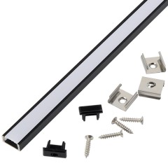 Профиль GAL-GLS-2000-7-16-B 07*16 черный (2м профиль+2м рассеиватель+ 2заглушки+4скобы с шурупами)