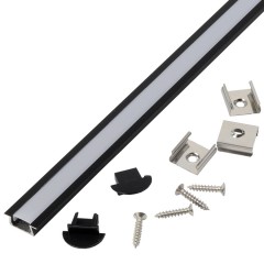 Профиль GAL-GLS-2000-7-22-B черный (2м профиль+2м рассеиватель+2 заглушки+4 скобы с шурупами) 07*22