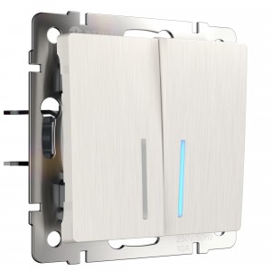 WERKEL WL13-SW-2G-LED / Выключатель двухклавишный с подсветкой (перламутровый) a040888 W1120113