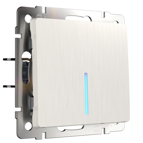 WERKEL WL13-SW-1G-LED/Выключатель одноклавишный с подсветкой(перламутровый рифленый a040887 W1110113