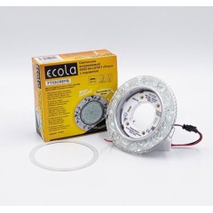 Ecola GX53 H4 LD7071 Светильник встр. искристый с подсветкой "Розы" Прозрачный / Хром 35x125 (к+)