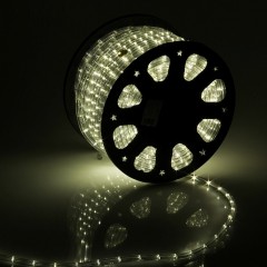Дюралайт LED шнур 11 мм, круглый, 100 м, фиксинг, 2W-LED/м-24-220V в компл. набор д/подкл. Тепл. Бел