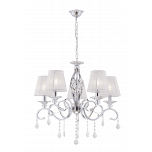 Светильник SFS 1208/5B CR ХРОМ D600/H540-770/5/E14/60W тканевый плафон