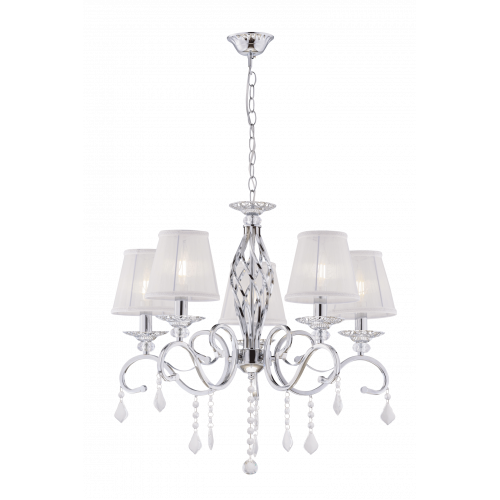 Светильник SFS 1208/5B CR ХРОМ D600/H540-770/5/E14/60W тканевый плафон