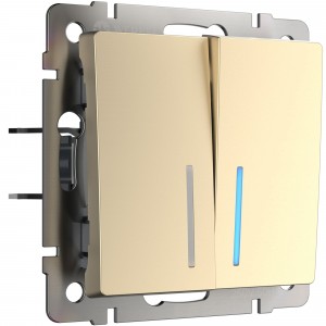 WERKEL WL11-SW-2G-LED / Выключатель двухклавишный с подсветкой (шампань) a040923 W1120111