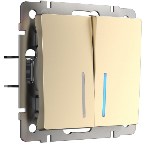 WERKEL WL11-SW-2G-LED / Выключатель двухклавишный с подсветкой (шампань) a040923 W1120111
