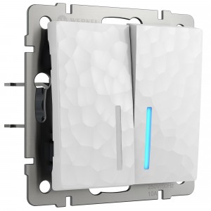 WERKEL W1222101/ Выключатель двухклавишный с подсветкой Hammer (белый)