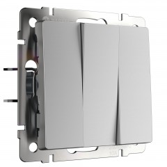 WERKEL Выключатель трехклавишный (серебряный матовый) W1130065