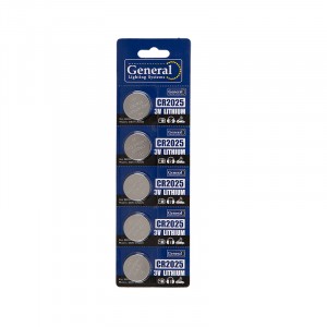 Батарейка GBAT-CR2025 кнопочная литиевая 5pcs/card 3В (5/100/5000)  RSP