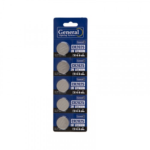 Батарейка GBAT-CR2025 кнопочная литиевая 5pcs/card 3В (5/100/5000)  RSP