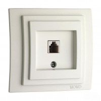 Розетка телефонная RJ11 Mono Electric Larissa 3 кат белый 103-191905-124 Розетка телефонная RJ11 Mono Electric Larissa 3 кат белый 103-191905-124