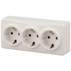 Розетка ЭРА Эксперт 3х2P E Schuko 16A 250V 11-2208-02 Б0020701
