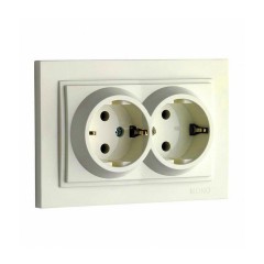 Розетка 2К+З двойная Mono Electric Despina 16A 250V винтовое подключение крем 102-170004-120 Розетка 2К+З двойная Mono Electric Despina 16A 250V винтовое подключение крем 102-170004-120