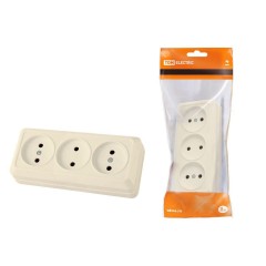 Розетка тройная 2P TDM Electric Ладога слоновая кость SQ1801-0224