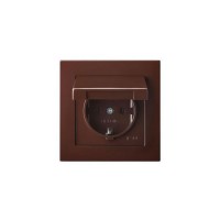 Розетка 2P+E Liregus Epsilon с крышкой коричневый 28-1363