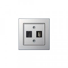 Розетка HDMI/USB Liregus Epsilon серебро 28-1856