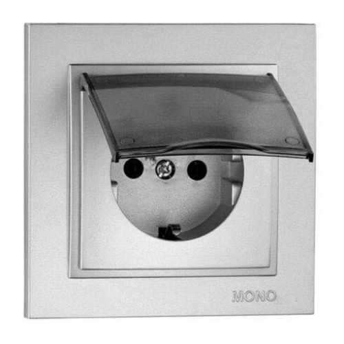 Розетка 2К+З Mono Electric Despina 16A 250V с крышкой винтовое подключение серебро 102-212121-118 Розетка 2К+З Mono Electric Despina 16A 250V с крышкой винтовое подключение серебро 102-212121-118