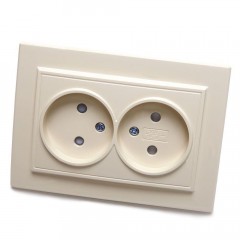 Розетка двойная 2P Stekker Эрна со шторками слоновая кость PST10-9013-02 39239