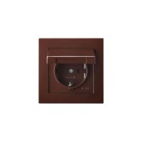 Розетка 2P+E Liregus Epsilon с крышкой коричневый 28-1366