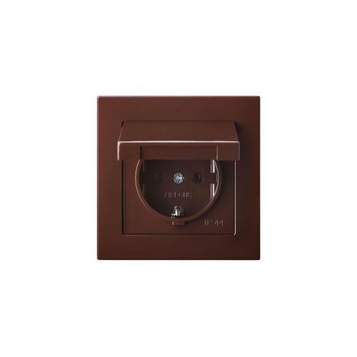 Розетка 2P+E Liregus Epsilon с крышкой коричневый 28-1366 Розетка 2P+E Liregus Epsilon с крышкой коричневый 28-1366