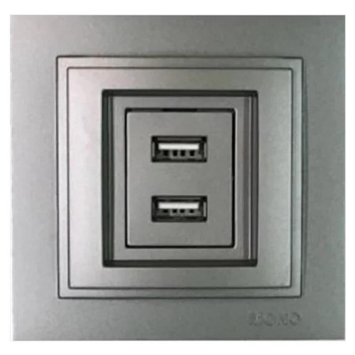 Розетка 2-а USB-зарядка Mono Electric Despina антрацит 102-242405-178 Розетка 2-а USB-зарядка Mono Electric Despina антрацит 102-242405-178