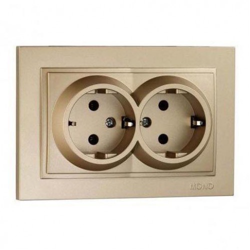 Розетка 2К+З двойная Mono Electric Despina 16A 250V винтовое подключение титан 102-222204-120 Розетка 2К+З двойная Mono Electric Despina 16A 250V винтовое подключение титан 102-222204-120