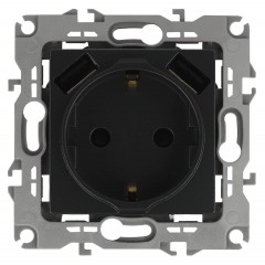Розетка ЭРА Intro Solo Schuko P+E 16A 250V со шторками 2хUSB антрацит 12-4109-05 Б0047844