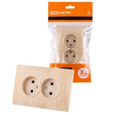 Розетка двойная 2P TDM Electric Лама со шторками сосна SQ1815-0312 Розетка двойная 2P TDM Electric Лама со шторками сосна SQ1815-0312