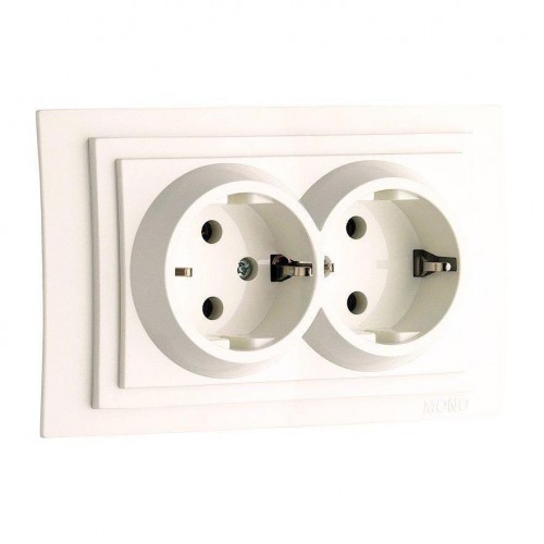 Розетка 2К+З двойная Mono Electric Larissa 16A 250V винтовое подключение слоновая кость 103-010104-120 Розетка 2К+З двойная Mono Electric Larissa 16A 250V винтовое подключение слоновая кость 103-010104-120