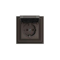 Розетка 2P+E Liregus Retro с крышкой коричневый омбре 29-023