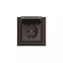 Розетка 2P+E Liregus Retro с крышкой коричневый омбре 29-023