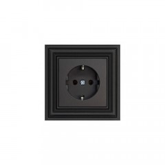 Розетка 2P+E Liregus Retro со шторками черный матовый 29-222 Розетка 2P+E Liregus Retro со шторками черный матовый 29-222