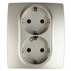 Розетка ЭРА 12 2x2P E Schuko со шторками 16A 250V 12-2104-04 Б0014702