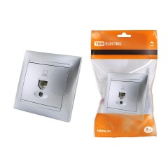 Розетка компьютерная RJ45 TDM Electric Лама серебристый металлик SQ1815-0216 Розетка компьютерная RJ45 TDM Electric Лама серебристый металлик SQ1815-0216