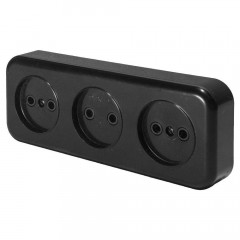 Розетка тройная 2P Stekker Брест черный PST16-50-20 39700