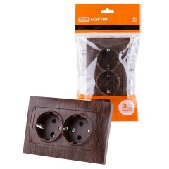 Розетка двойная 2P+PE TDM Electric Лама венге SQ1815-0425 Розетка двойная 2P+PE TDM Electric Лама венге SQ1815-0425