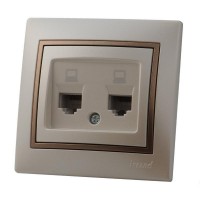 Розетка 2-ая компьютерная Lezard Mira белый жемчуг с кор. вст. 701-3031-141