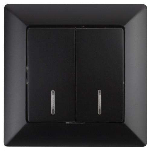 Выключатель двухклавишный ЭРА Intro Solo 10A 250V с подсветкой антрацит 4-105-05 Б0043295 Выключатель двухклавишный ЭРА Intro Solo 10A 250V с подсветкой антрацит 4-105-05 Б0043295