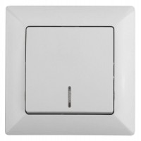 Выключатель одноклавишный ЭРА Intro Solo 10A 250V с подсветкой белый 4-102-01 Б0043270