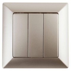 Выключатель трехклавишный ЭРА Intro Solo 10A 250V шампань 4-106-04 Б0043301 Выключатель трехклавишный ЭРА Intro Solo 10A 250V шампань 4-106-04 Б0043301