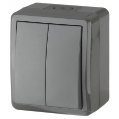 Выключатель двухклавишный ЭРА Эксперт 10AX 250V IP54 11-1404-03 Б0020676 Выключатель двухклавишный ЭРА Эксперт 10AX 250V IP54 11-1404-03 Б0020676
