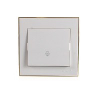 Кнопка звонка Lezard Rain белый c бок. вставкой золото 703-0226-103