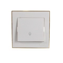 Кнопка звонка Lezard Rain белый c бок. вставкой золото 703-0226-103