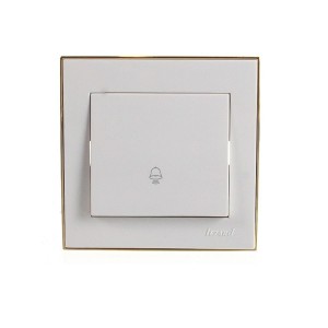Кнопка звонка Lezard Rain белый c бок. вставкой золото 703-0226-103