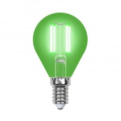 Лампа светодиодная филаментная Uniel E14 5W зеленая LED-G45-5W/GREEN/E14 GLA02GR UL-00002987